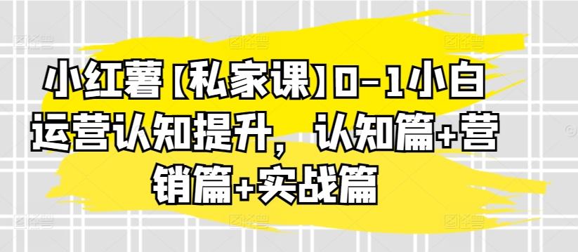 小红薯【私家课】0-1小白运营认知提升，认知篇+营销篇+实战篇K叔网赚资源-网赚项目-副业赚钱-互联网创业-资源整合K叔网赚资源