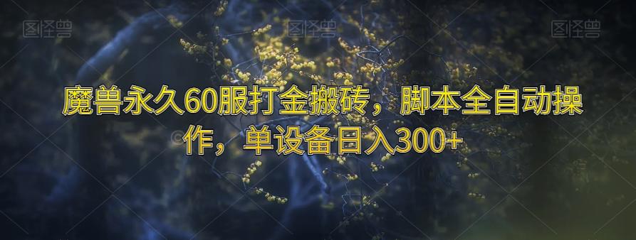 魔兽永久60服打金搬砖，脚本全自动操作，单设备日入300+【揭秘】K叔网赚资源-网赚项目-副业赚钱-互联网创业-资源整合K叔网赚资源