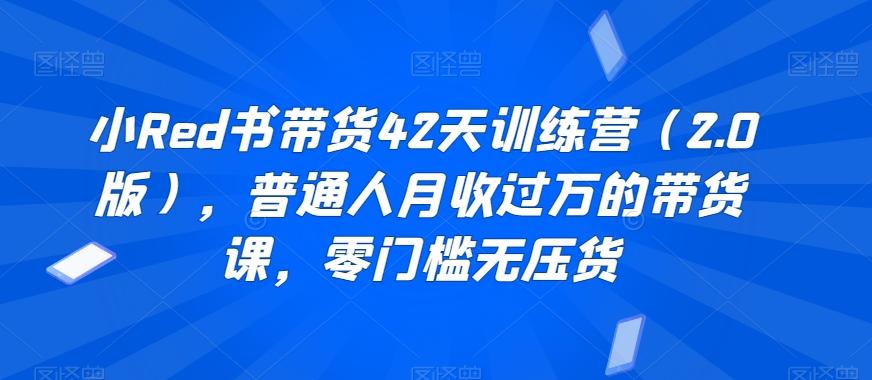 小Red书带货42天训练营(2.0版)，普通人月收过万的带货课，零门槛无压货K叔网赚资源-网赚项目-副业赚钱-互联网创业-资源整合K叔网赚资源