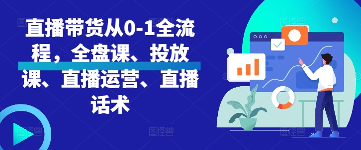 直播带货从0-1全流程，全盘课、投放课、直播运营、直播话术K叔网赚资源-网赚项目-副业赚钱-互联网创业-资源整合K叔网赚资源