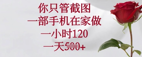 你只管截图，一部手机在家做，一小时120.一天5张【揭秘】K叔网赚资源-网赚项目-副业赚钱-互联网创业-资源整合K叔网赚资源