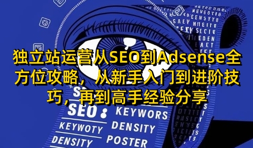独立站运营从SEO到Adsense全方位攻略，从新手入门到进阶技巧，再到高手经验分享K叔网赚资源-网赚项目-副业赚钱-互联网创业-资源整合K叔网赚资源