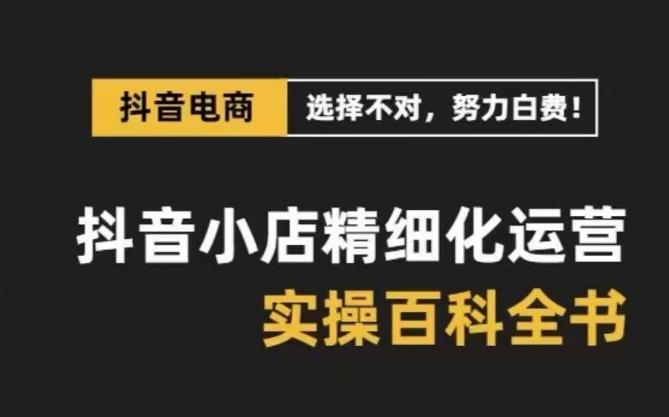 抖音小店精细化运营百科全书，保姆级运营实操讲解K叔网赚资源-网赚项目-副业赚钱-互联网创业-资源整合K叔网赚资源