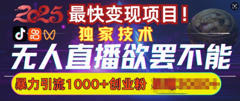 欲罢不能的无人直播引流，超暴力日引流1000+高质量精准创业粉K叔网赚资源-网赚项目-副业赚钱-互联网创业-资源整合K叔网赚资源