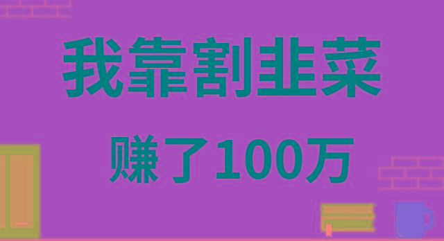 我靠割韭菜赚了 100 万K叔网赚资源-网赚项目-副业赚钱-互联网创业-资源整合K叔网赚资源