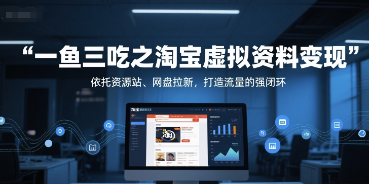 一鱼三吃之淘宝虚拟资料变现，依托资源站、网盘拉新，打造流量的强闭环K叔网赚资源-网赚项目-副业赚钱-互联网创业-资源整合K叔网赚资源