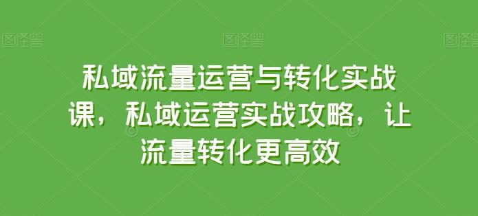 私域流量运营与转化实战课，私域运营实战攻略，让流量转化更高效K叔网赚资源-网赚项目-副业赚钱-互联网创业-资源整合K叔网赚资源