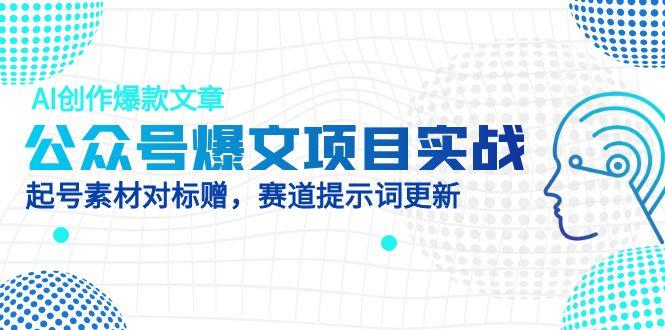 公众号爆文项目实战，AI创作爆款文章，起号素材对标赠(附赛道AI提示词K叔网赚资源-网赚项目-副业赚钱-互联网创业-资源整合K叔网赚资源