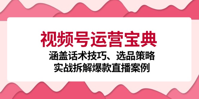视频号运营宝典：涵盖话术技巧、选品策略、实战拆解爆款直播案例K叔网赚资源-网赚项目-副业赚钱-互联网创业-资源整合K叔网赚资源