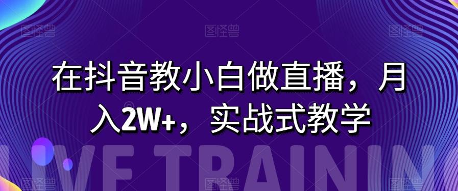 在抖音教小白做直播，月入2W+，实战式教学【揭秘】K叔网赚资源-网赚项目-副业赚钱-互联网创业-资源整合K叔网赚资源