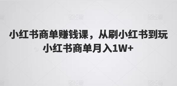 小红书商单赚钱课，从刷小红书到玩小红书商单月入1W+K叔网赚资源-网赚项目-副业赚钱-互联网创业-资源整合K叔网赚资源