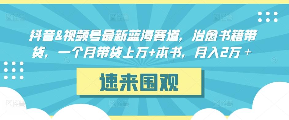 抖音&视频号最新蓝海赛道，治愈书籍带货，一个月带货上万+本书，月入2万＋【揭秘】K叔网赚资源-网赚项目-副业赚钱-互联网创业-资源整合K叔网赚资源