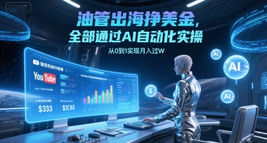 油管出海挣美金，全部通过AI自动化实操，从0到1实现月入过WK叔网赚资源-网赚项目-副业赚钱-互联网创业-资源整合K叔网赚资源