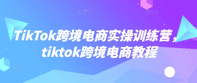 TikTok跨境电商实操训练营，tiktok跨境电商教程K叔网赚资源-网赚项目-副业赚钱-互联网创业-资源整合K叔网赚资源