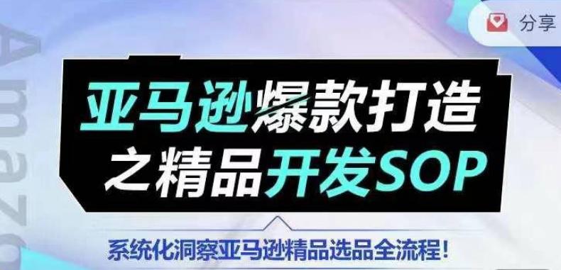 【训练营】亚马逊爆款打造之精品开发SOP，系统化洞察亚马逊精品选品全流程K叔网赚资源-网赚项目-副业赚钱-互联网创业-资源整合K叔网赚资源