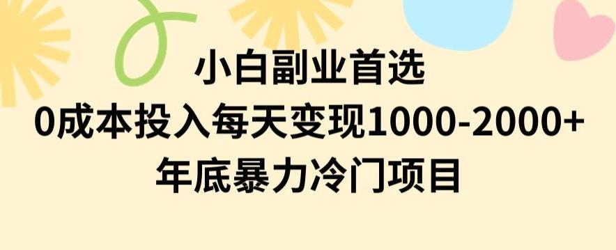 小白副业首选，0成本投入，每天变现1000-2000年底暴力冷门项目【揭秘】K叔网赚资源-网赚项目-副业赚钱-互联网创业-资源整合K叔网赚资源