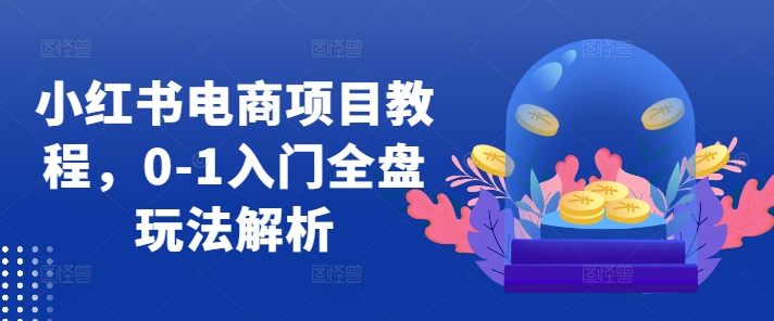 小红书电商项目教程，0-1入门全盘玩法解析K叔网赚资源-网赚项目-副业赚钱-互联网创业-资源整合K叔网赚资源