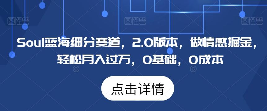 Soul蓝海细分赛道，2.0版本，做情感掘金，轻松月入过万，0基础，0成本K叔网赚资源-网赚项目-副业赚钱-互联网创业-资源整合K叔网赚资源