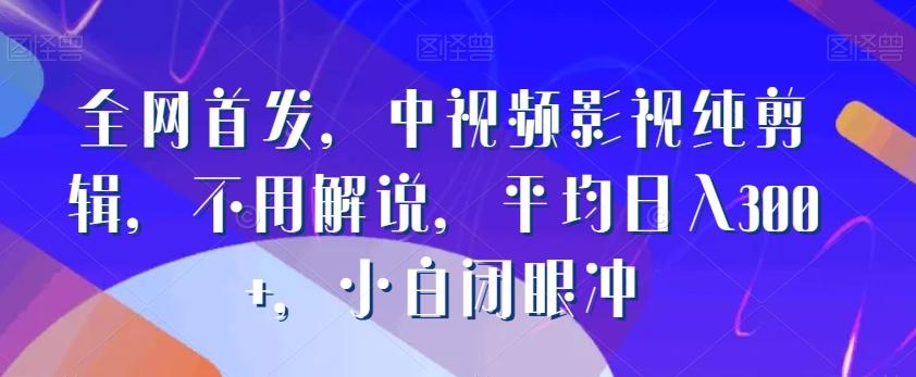 全网首发，中视频影视纯剪辑，不用解说，平均日入300+，小白闭眼冲K叔网赚资源-网赚项目-副业赚钱-互联网创业-资源整合K叔网赚资源