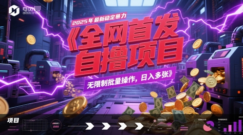 全网首发，2025年最新稳定暴力全自动自撸项目，无限制批量操作，日入多张【揭秘】K叔网赚资源-网赚项目-副业赚钱-互联网创业-资源整合K叔网赚资源