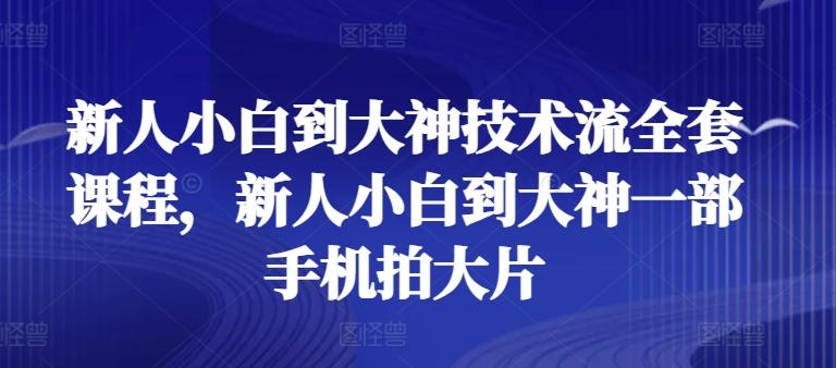 新人小白到大神技术流全套课程，新人小白到大神一部手机拍大片K叔网赚资源-网赚项目-副业赚钱-互联网创业-资源整合K叔网赚资源