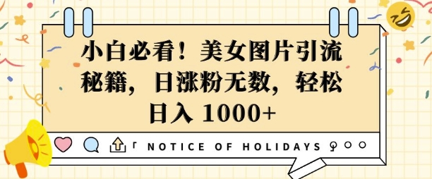 小白必看，美女图片引流秘籍，日涨粉无数，轻松日入几张【揭秘】K叔网赚资源-网赚项目-副业赚钱-互联网创业-资源整合K叔网赚资源