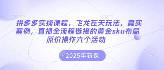 拼多多实操课程，飞龙在天玩法，真实案例，直播全流程链接的黄金sku布局原价操作六个活动K叔网赚资源-网赚项目-副业赚钱-互联网创业-资源整合K叔网赚资源