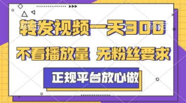 转发视频一天3张+，正规平台放心做，不看播放量，不看粉丝量，一个任务几分钟完成【揭秘】K叔网赚资源-网赚项目-副业赚钱-互联网创业-资源整合K叔网赚资源