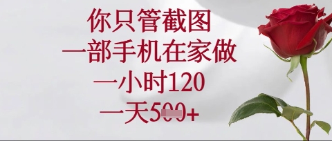 你只管截图，一部手机在家操作，一小时120.一天5张【揭秘】K叔网赚资源-网赚项目-副业赚钱-互联网创业-资源整合K叔网赚资源