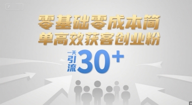 零基础零成本简单高效获客创业粉，一天引流30+K叔网赚资源-网赚项目-副业赚钱-互联网创业-资源整合K叔网赚资源