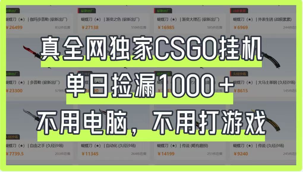 真全网独家CSGO挂机，单日捡漏1000+，不用电脑，不用养号K叔网赚资源-网赚项目-副业赚钱-互联网创业-资源整合K叔网赚资源