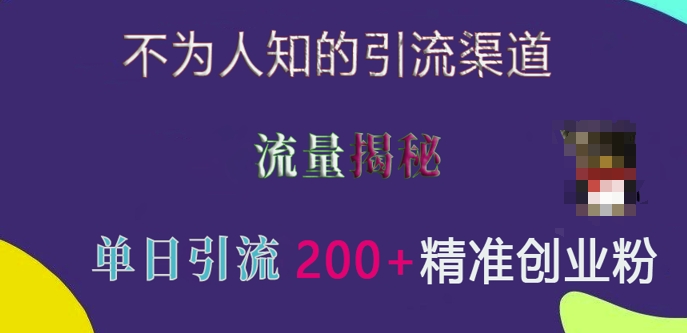 不为人知的引流渠道，流量揭秘，实测单日引流200+精准创业粉【揭秘】K叔网赚资源-网赚项目-副业赚钱-互联网创业-资源整合K叔网赚资源