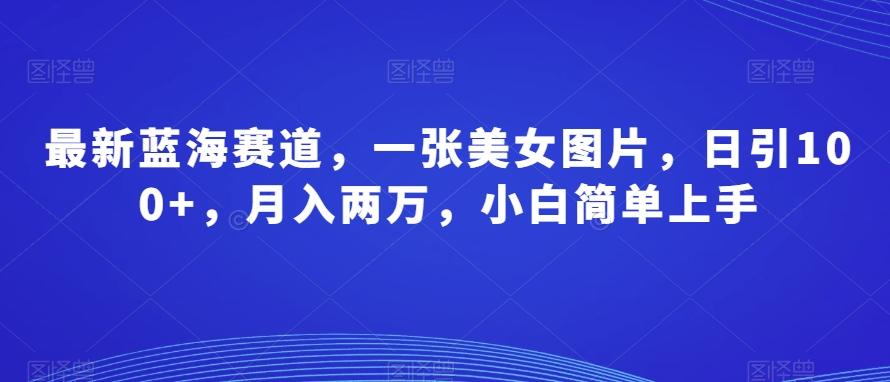 最新蓝海赛道，一张美女图片，日引100+，月入两万，小白简单上手K叔网赚资源-网赚项目-副业赚钱-互联网创业-资源整合K叔网赚资源
