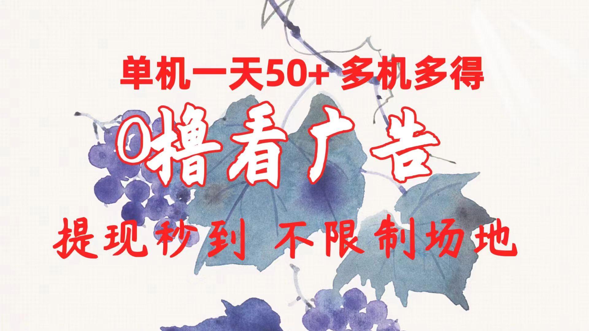 0撸看广告 单机一天50+多机多得 提现秒到 不限制场地操作K叔网赚资源-网赚项目-副业赚钱-互联网创业-资源整合K叔网赚资源