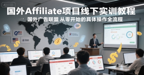 国外Affiliate项目线下实训教程，国外广告联盟从零开始的具体操作全流程K叔网赚资源-网赚项目-副业赚钱-互联网创业-资源整合K叔网赚资源