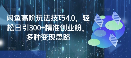 闲鱼高阶玩法技巧4.0，轻松日引300+精准创业粉，多种变现思路K叔网赚资源-网赚项目-副业赚钱-互联网创业-资源整合K叔网赚资源