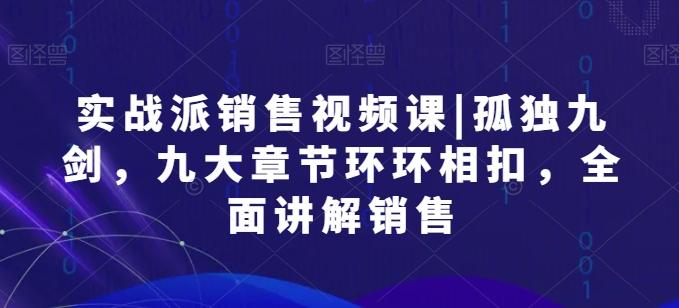 实战派销售视频课|孤独九剑，九大章节环环相扣，全面讲解销售K叔网赚资源-网赚项目-副业赚钱-互联网创业-资源整合K叔网赚资源