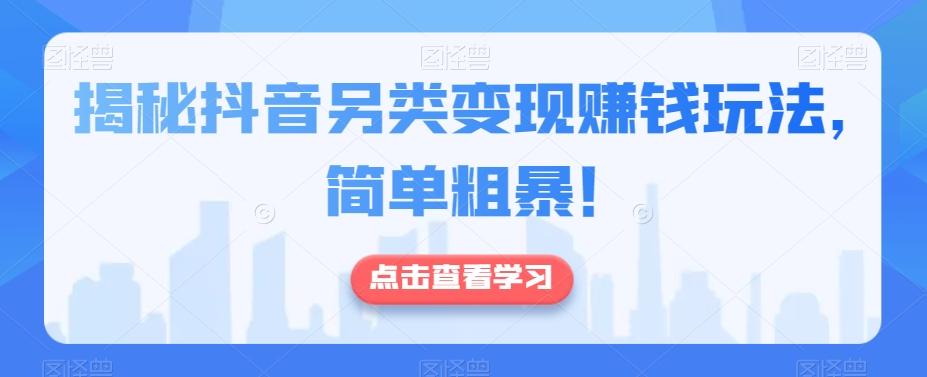揭秘抖音另类变现赚钱玩法，简单粗暴！K叔网赚资源-网赚项目-副业赚钱-互联网创业-资源整合K叔网赚资源