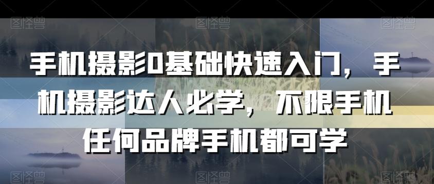 手机摄影0基础快速入门，手机摄影达人必学，不限手机任何品牌手机都可学K叔网赚资源-网赚项目-副业赚钱-互联网创业-资源整合K叔网赚资源