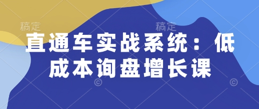 直通车实战系统：低成本询盘增长课，让个人通过技能实现升职加薪，让企业低成本获客，订单源源不断K叔网赚资源-网赚项目-副业赚钱-互联网创业-资源整合K叔网赚资源