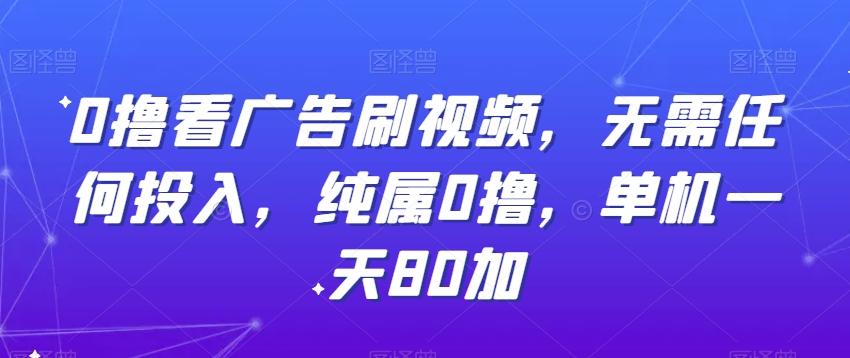 0撸看广告刷视频，无需任何投入，纯属0撸，单机一天80加K叔网赚资源-网赚项目-副业赚钱-互联网创业-资源整合K叔网赚资源