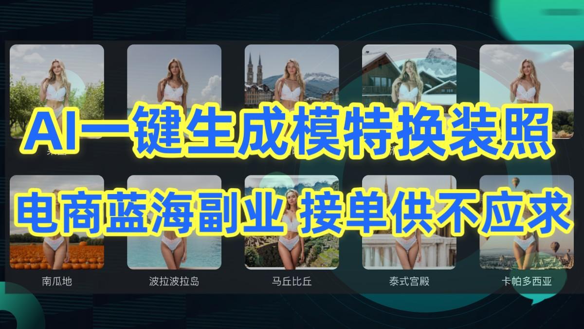 AI制作一键生成模特换装照，电商蓝海副业，接单供不应求K叔网赚资源-网赚项目-副业赚钱-互联网创业-资源整合K叔网赚资源