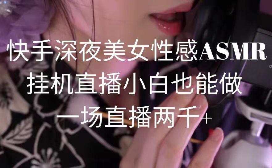 快手深夜美女性感ASMR挂机直播，小白也能做，一场直播两千+K叔网赚资源-网赚项目-副业赚钱-互联网创业-资源整合K叔网赚资源