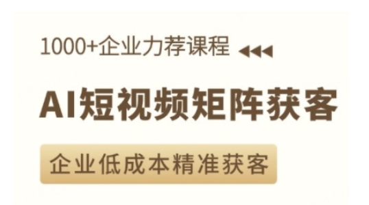 AI短视频矩阵获客实操课，企业低成本精准获客K叔网赚资源-网赚项目-副业赚钱-互联网创业-资源整合K叔网赚资源