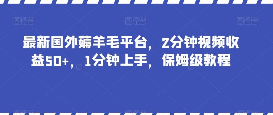 最新国外薅羊毛平台，2分钟视频收益50+，1分钟上手，保姆级教程【揭秘】K叔网赚资源-网赚项目-副业赚钱-互联网创业-资源整合K叔网赚资源