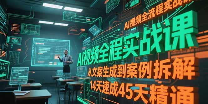 AI视频全流程实战课，从文案生成到案例拆解，14天速成45天精通K叔网赚资源-网赚项目-副业赚钱-互联网创业-资源整合K叔网赚资源