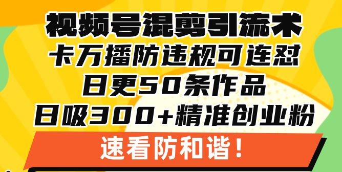 视频号混剪引流技术，500万播放引流17000创业粉，操作简单当天学会K叔网赚资源-网赚项目-副业赚钱-互联网创业-资源整合K叔网赚资源