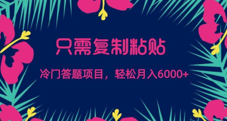 只需复制粘贴，冷门答题项目，轻松月入6000K叔网赚资源-网赚项目-副业赚钱-互联网创业-资源整合K叔网赚资源