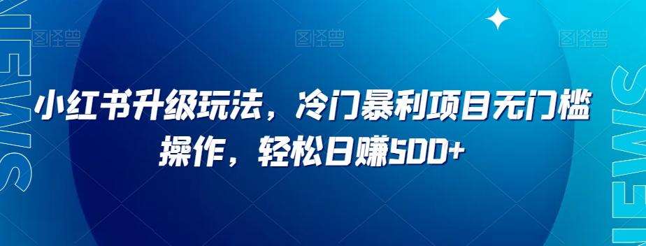 小红书升级玩法，冷门暴利项目无门槛操作，轻松日赚500+【揭秘】K叔网赚资源-网赚项目-副业赚钱-互联网创业-资源整合K叔网赚资源
