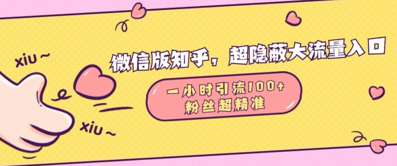 微信版知乎，超隐蔽流量入口1小时引流100人，粉丝质量超高【揭秘】K叔网赚资源-网赚项目-副业赚钱-互联网创业-资源整合K叔网赚资源